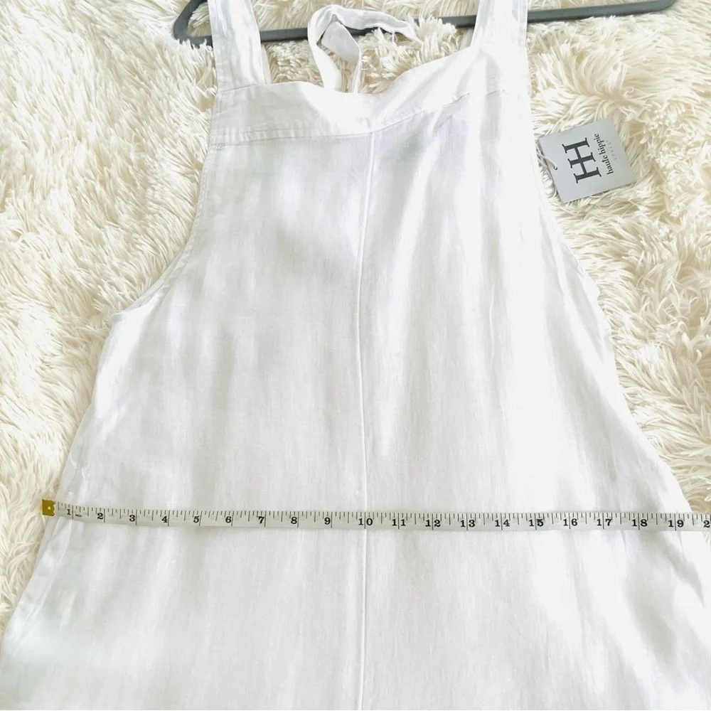 HAUTE HIPPIE STYLE Brilliant White Linen Blend Swimsuit Cover-up Jumpsuit - Picture 12 of 13